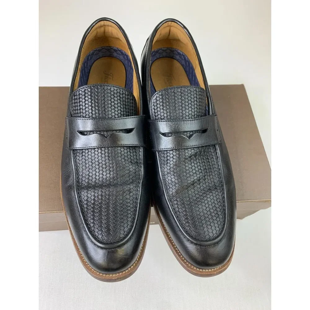 Florsheim Mens Rucci Weave Pny Loafer Black Moc Toe Slip-On Leather Shoes Sz 11W
